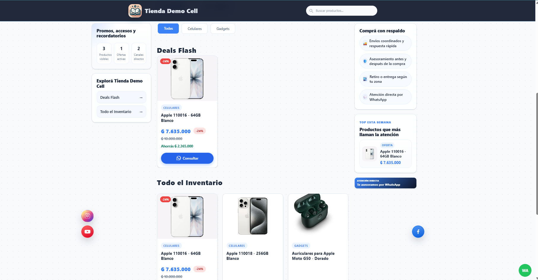 Tienda online - vista de producto