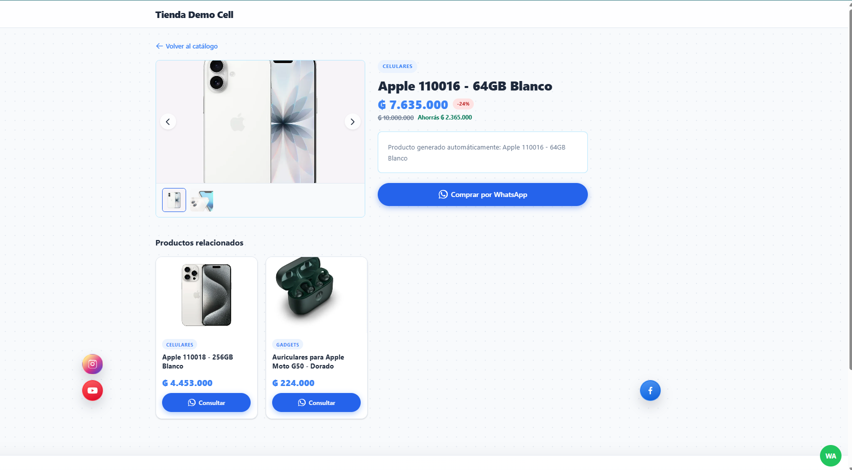 Tienda online - contacto