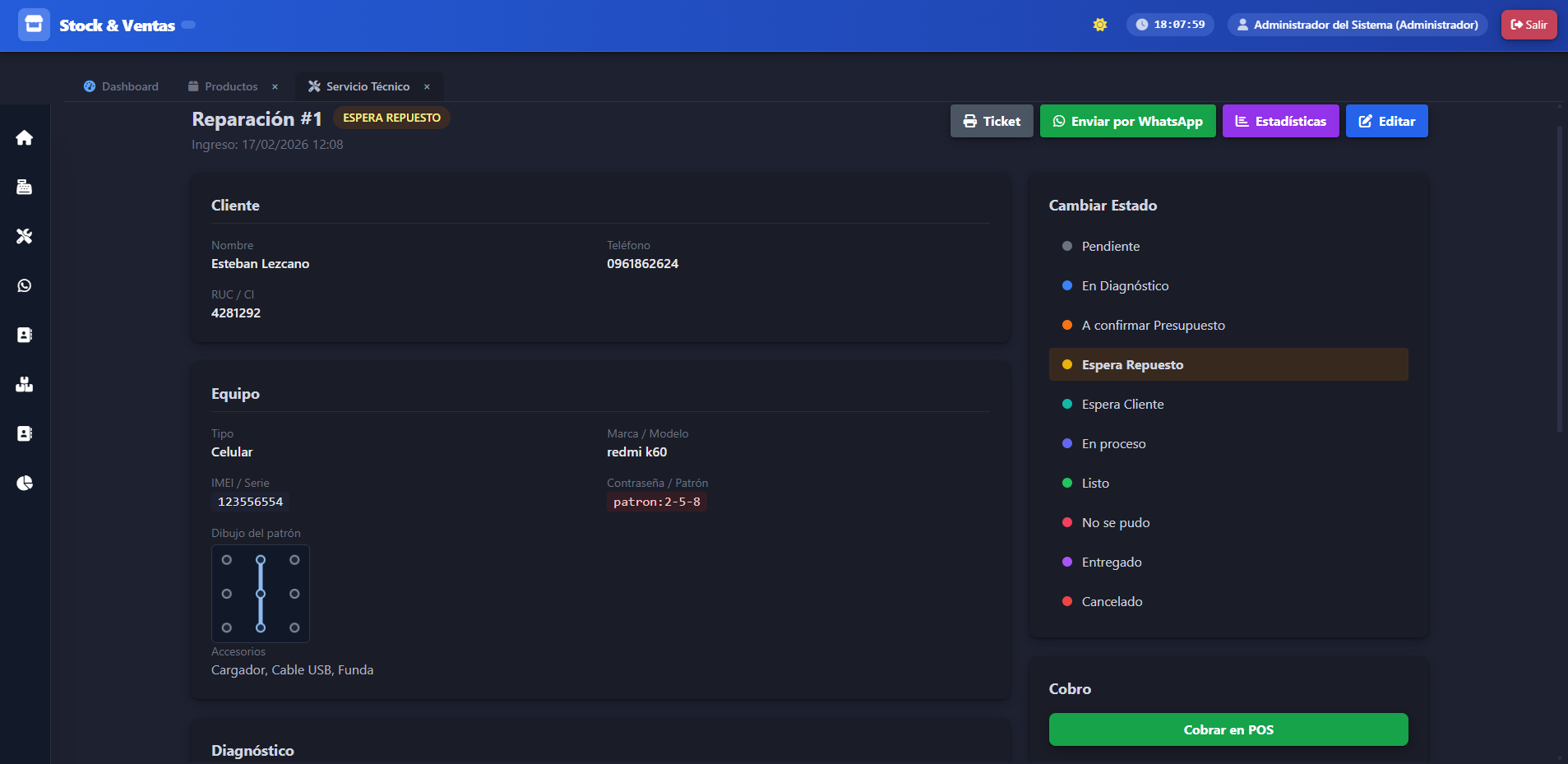 Pantalla del sistema 4