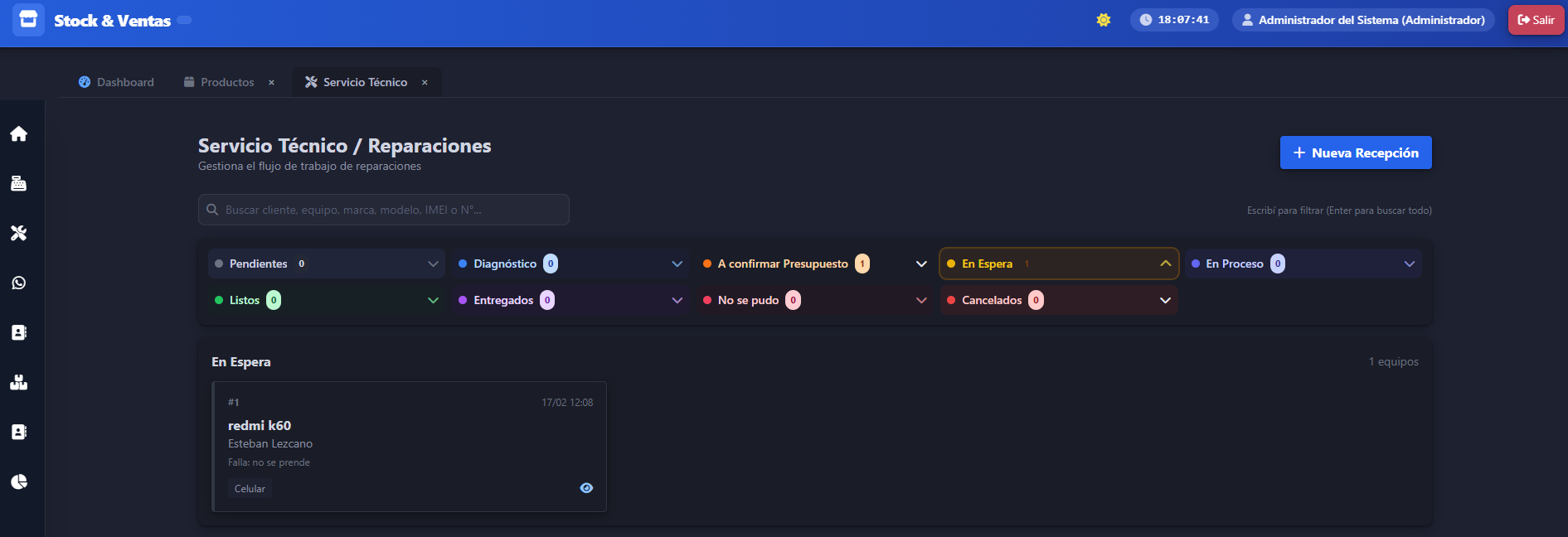Pantalla del sistema 5