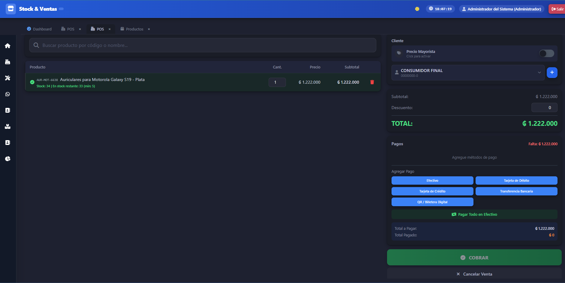 Pantalla del sistema 6